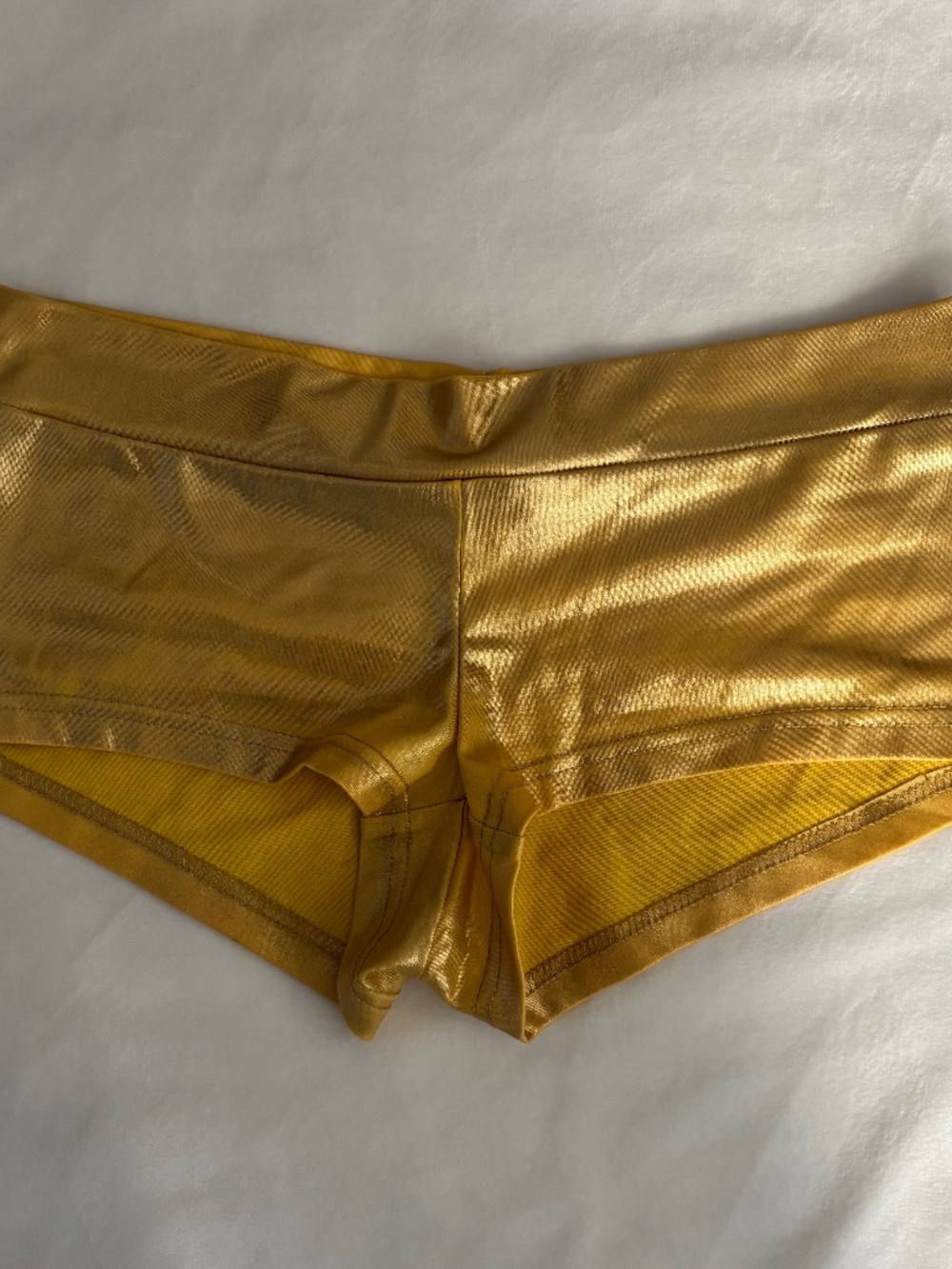 IHeartRaves Booty Shorts Metallic Gold Ruched Back Shorty Women Size M